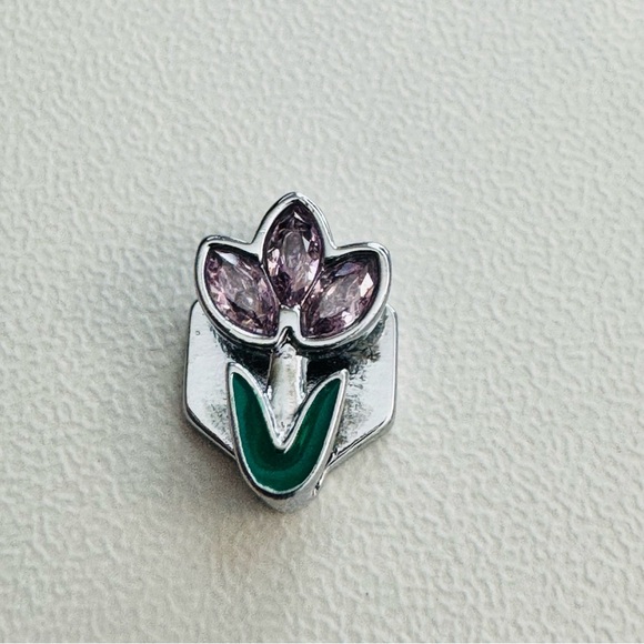 Keep Collective Pink Flower & Green Leaves Charm - Picture 1 of 3